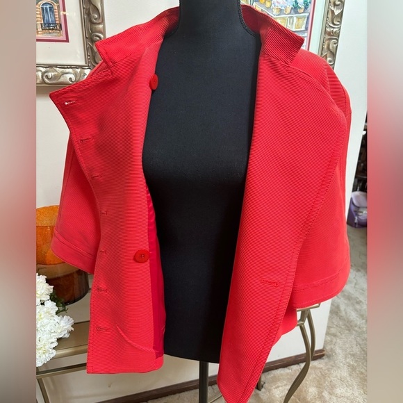 PER SE ORANGE BUTTON DOWN BELL SLEEVE LINED OFFICE WORK BLAZER JACKET SIZE 8 - Picture 8 of 8